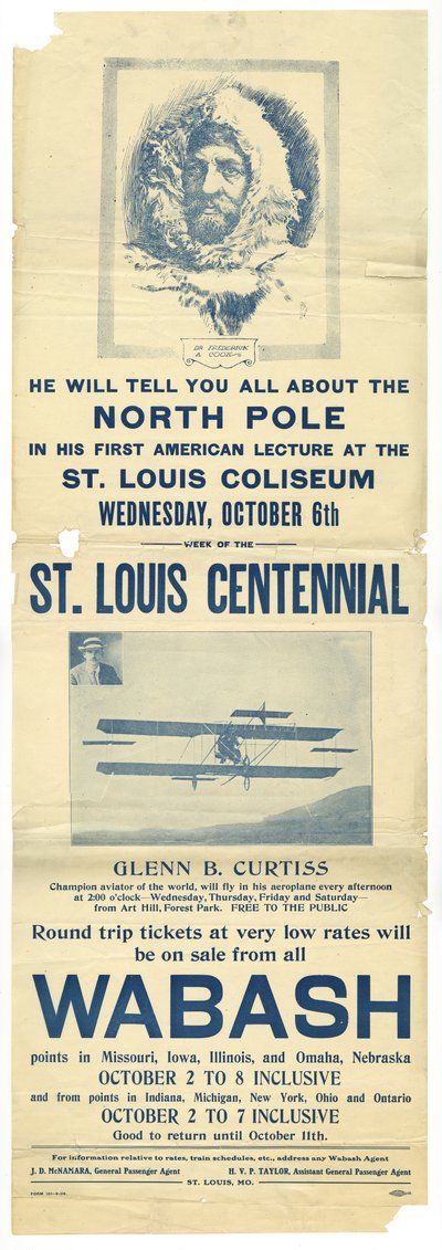 Glenn B. Curtiss volará su aeroplano desde Art Hill de Allied Printing